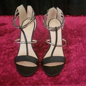 Gold and Black Wedge Heels Size 12